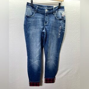 Maurices Mid Rise Super Soft Jeggings Plaid Womens M Stretchy Comfy Cute 2279